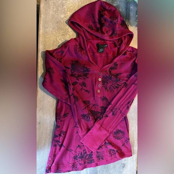 Calvin Klein Jeans Tops - Calvin Klein Jeans Long Sleeve Burgundy Floral Shirt Large